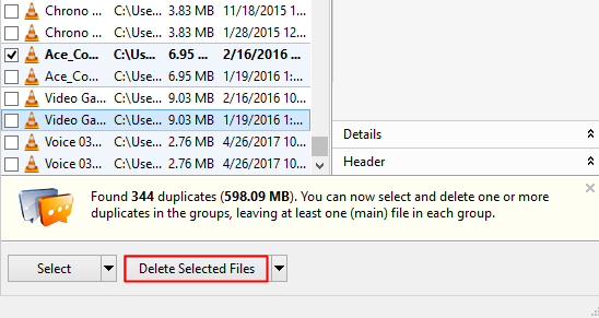 duplicate file finder 파일 삭제