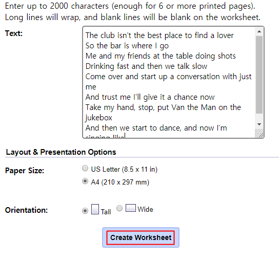 create worksheet