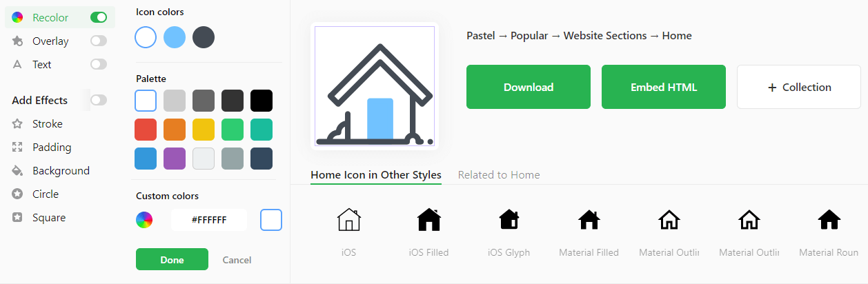 icons8 아이콘 설정